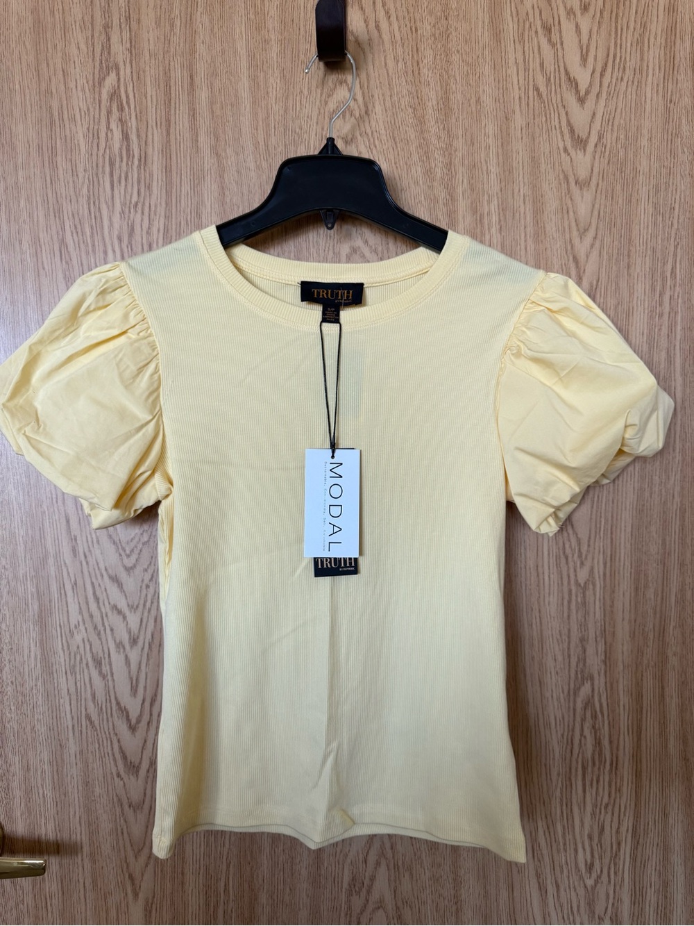 Truth Yellow Puff Sleeve Modal Ribbed Top